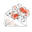 Enveloppe d'amour et de c&oelig;urs pour No&euml;l